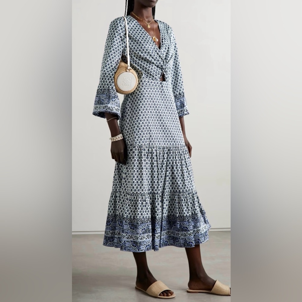 Veronica Beard Blue Patterned Tiered Maxi Dress - Picture 3 of 10
